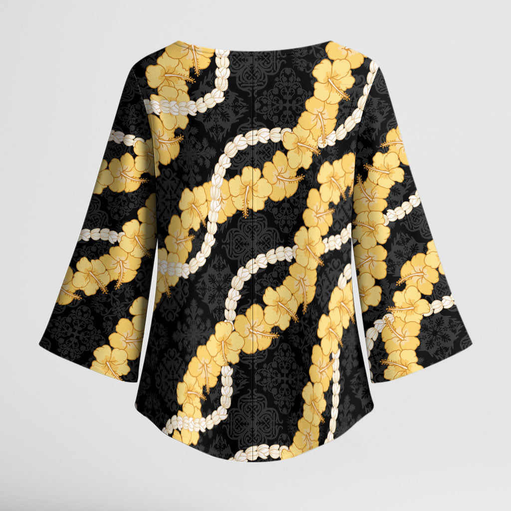 Aloha Melemele Hibiscus Pikake Lei Kimono Sleeve Blouse Hawaiian Quilt Pattern LT9 - Polynesian Pride
