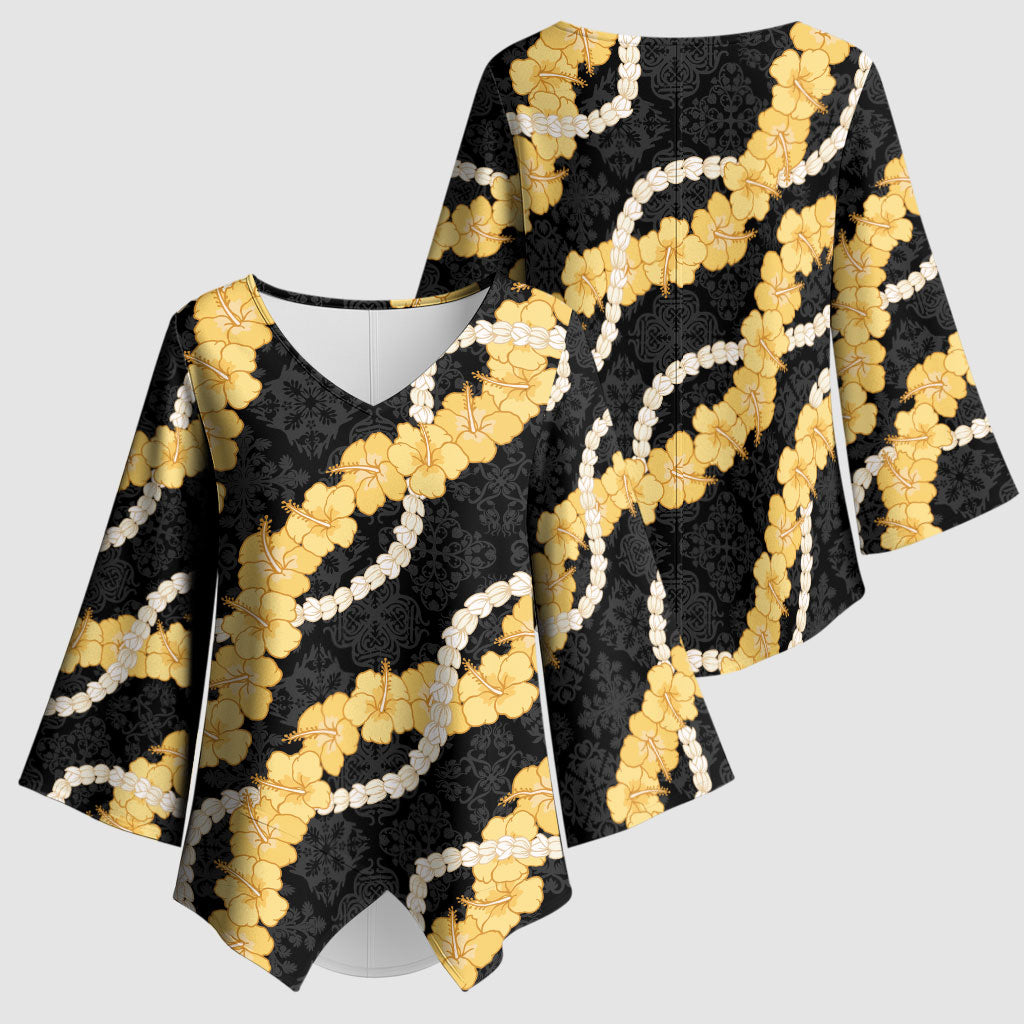 Aloha Melemele Hibiscus Pikake Lei Kimono Sleeve Blouse Hawaiian Quilt Pattern LT9 - Polynesian Pride