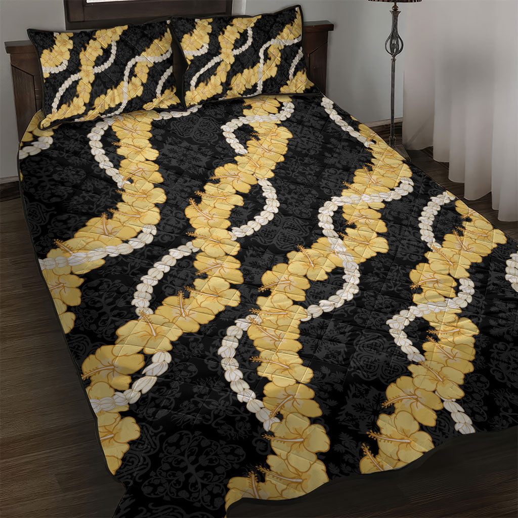 Aloha Melemele Hibiscus Pikake Lei Quilt Bed Set Hawaiian Quilt Pattern