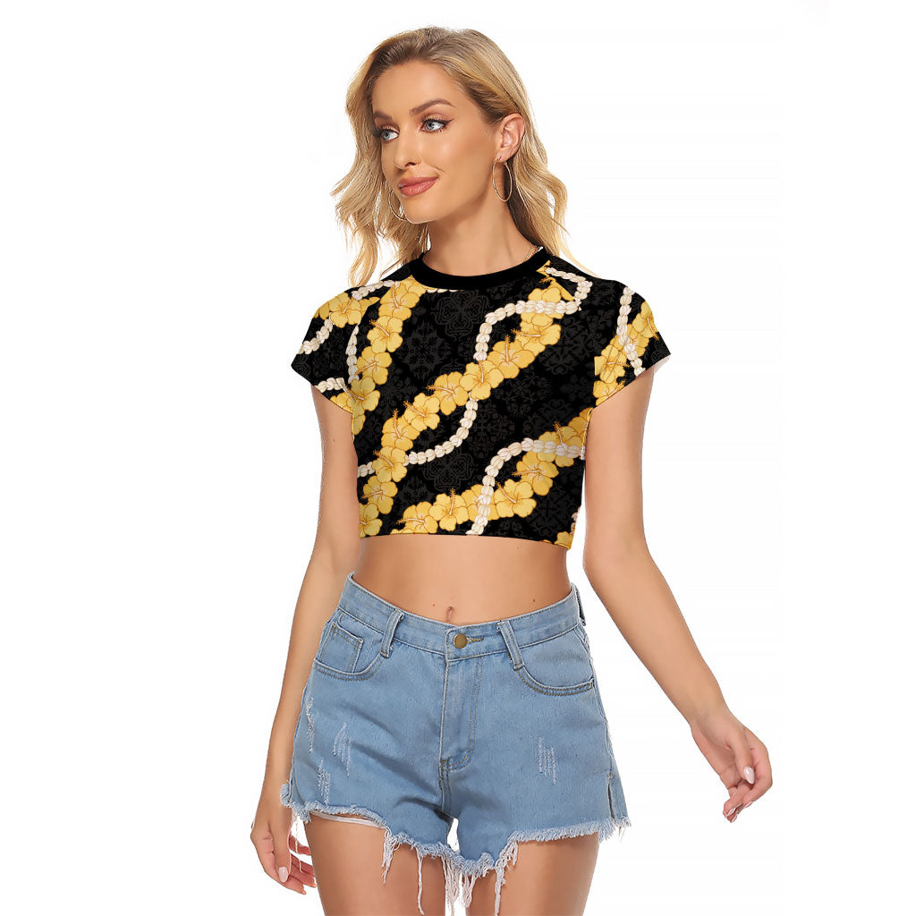Aloha Melemele Hibiscus Pikake Lei Raglan Cropped T Shirt Hawaiian Quilt Pattern