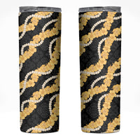 Aloha Melemele Hibiscus Pikake Lei Skinny Tumbler Hawaiian Quilt Pattern LT9 Black - Polynesian Pride