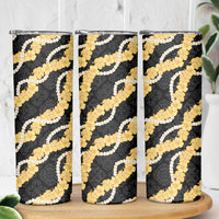 Aloha Melemele Hibiscus Pikake Lei Skinny Tumbler Hawaiian Quilt Pattern LT9 - Polynesian Pride