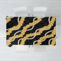Aloha Melemele Hibiscus Pikake Lei Tablecloth Hawaiian Quilt Pattern LT9 Black - Polynesian Pride