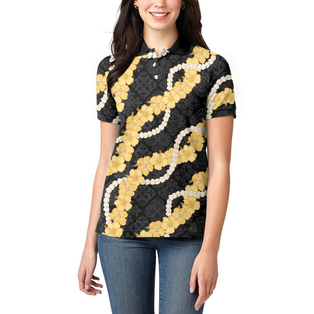 Aloha Melemele Hibiscus Pikake Lei Women Polo Shirt Hawaiian Quilt Pattern LT9 - Polynesian Pride