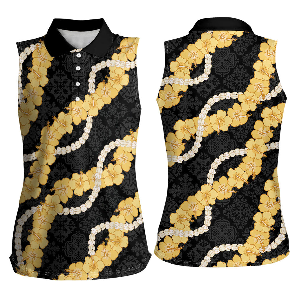 Aloha Melemele Hibiscus Pikake Lei Women Sleeveless Polo Shirt Hawaiian Quilt Pattern LT9 - Polynesian Pride