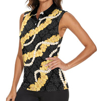 Aloha Melemele Hibiscus Pikake Lei Women Sleeveless Polo Shirt Hawaiian Quilt Pattern LT9 - Polynesian Pride