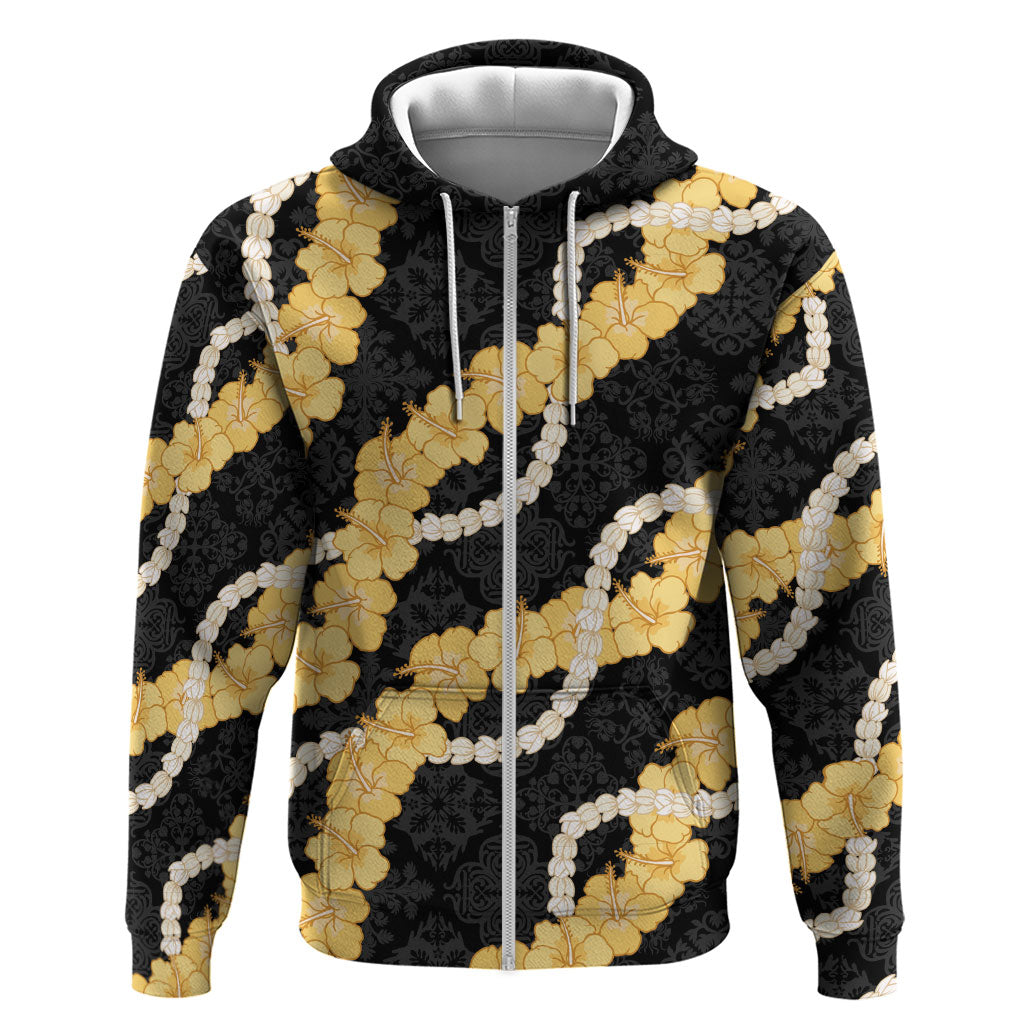 Aloha Melemele Hibiscus Pikake Lei Zip Hoodie Hawaiian Quilt Pattern