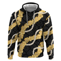 Aloha Melemele Hibiscus Pikake Lei Zip Hoodie Hawaiian Quilt Pattern LT9 Pullover Hoodie Black - Polynesian Pride