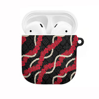 Aloha Ula'ula Hibiscus Pikake Lei AirPods Case Hawaiian Quilt Pattern LT9 Black - Polynesian Pride
