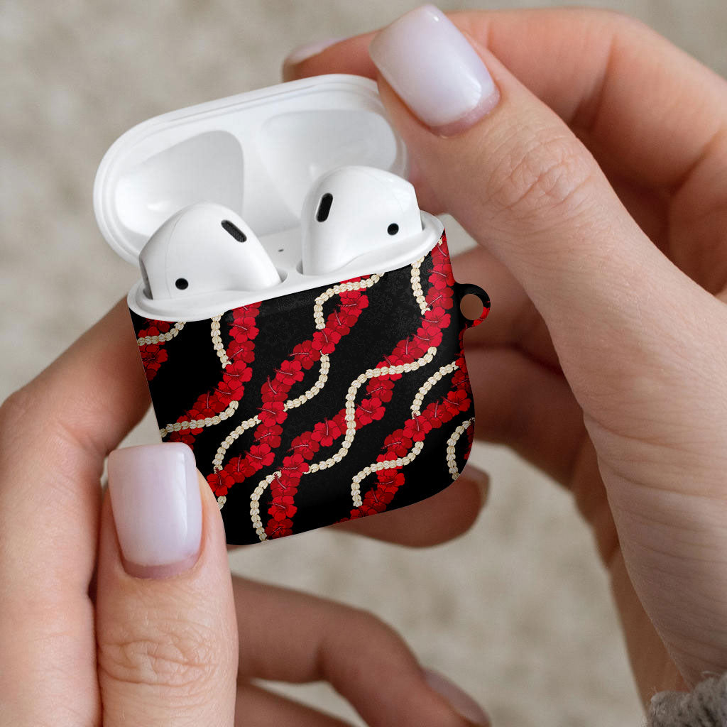 Aloha Ula'ula Hibiscus Pikake Lei AirPods Case Hawaiian Quilt Pattern LT9 - Polynesian Pride
