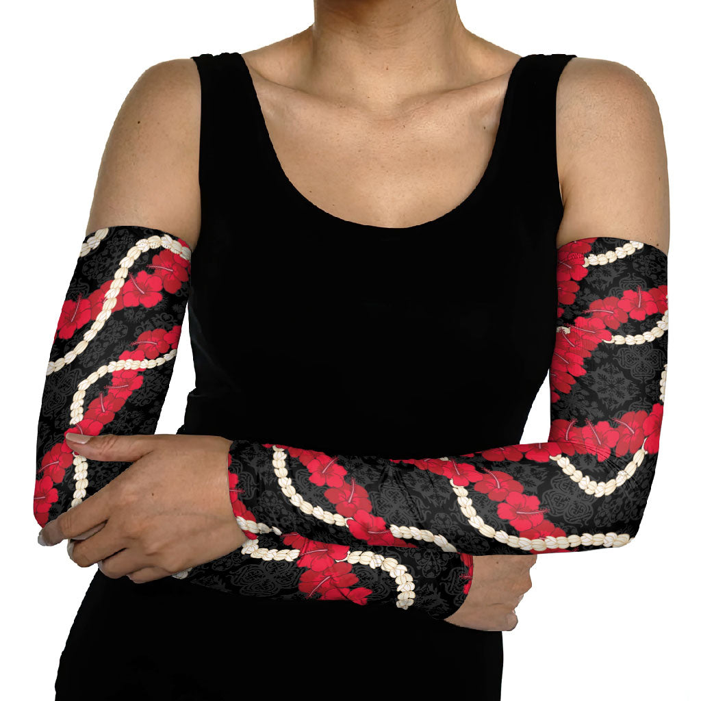 Aloha Ula'ula Hibiscus Pikake Lei Arm Sleeves Hawaiian Quilt Pattern LT9 - Polynesian Pride