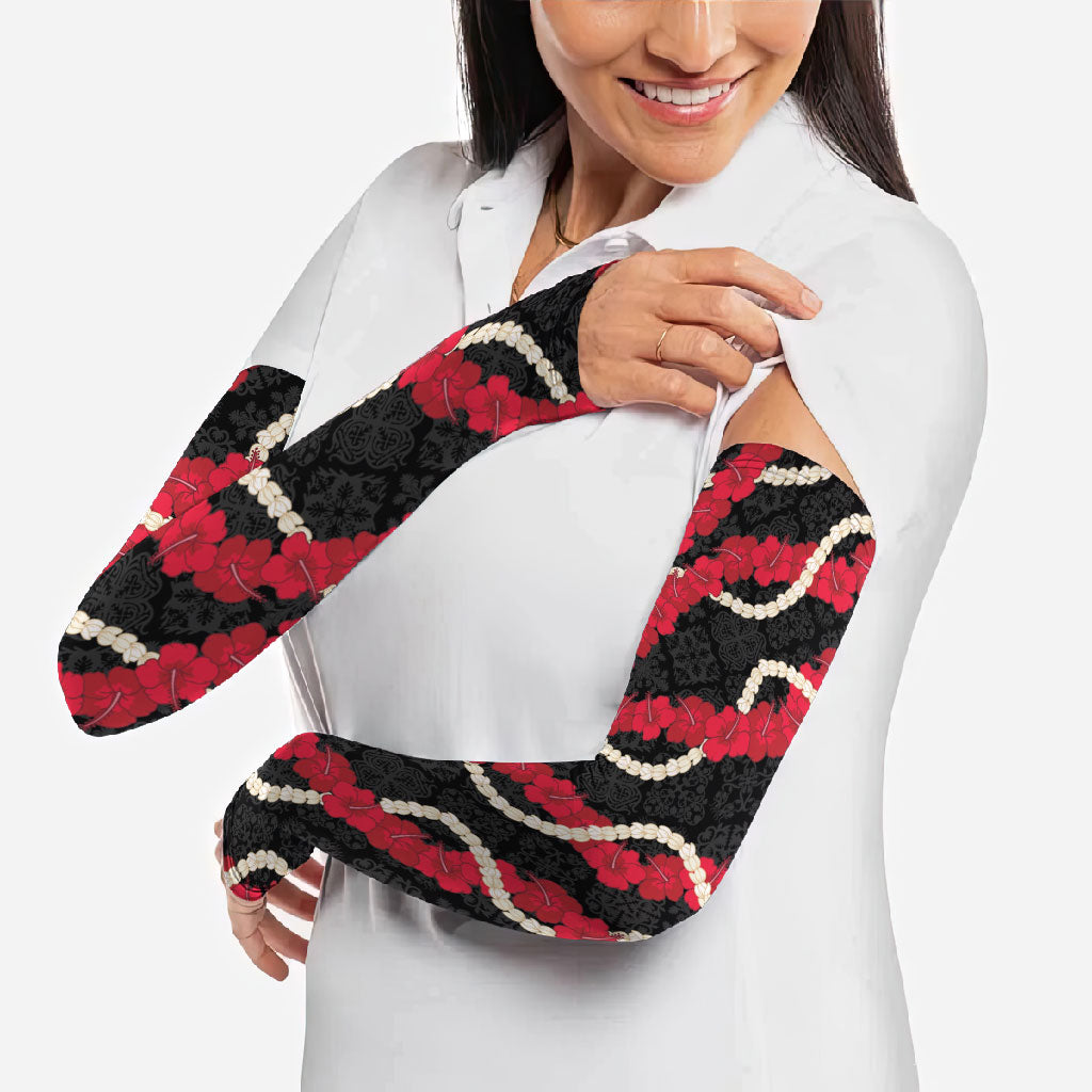 Aloha Ula'ula Hibiscus Pikake Lei Arm Sleeves Hawaiian Quilt Pattern LT9 - Polynesian Pride