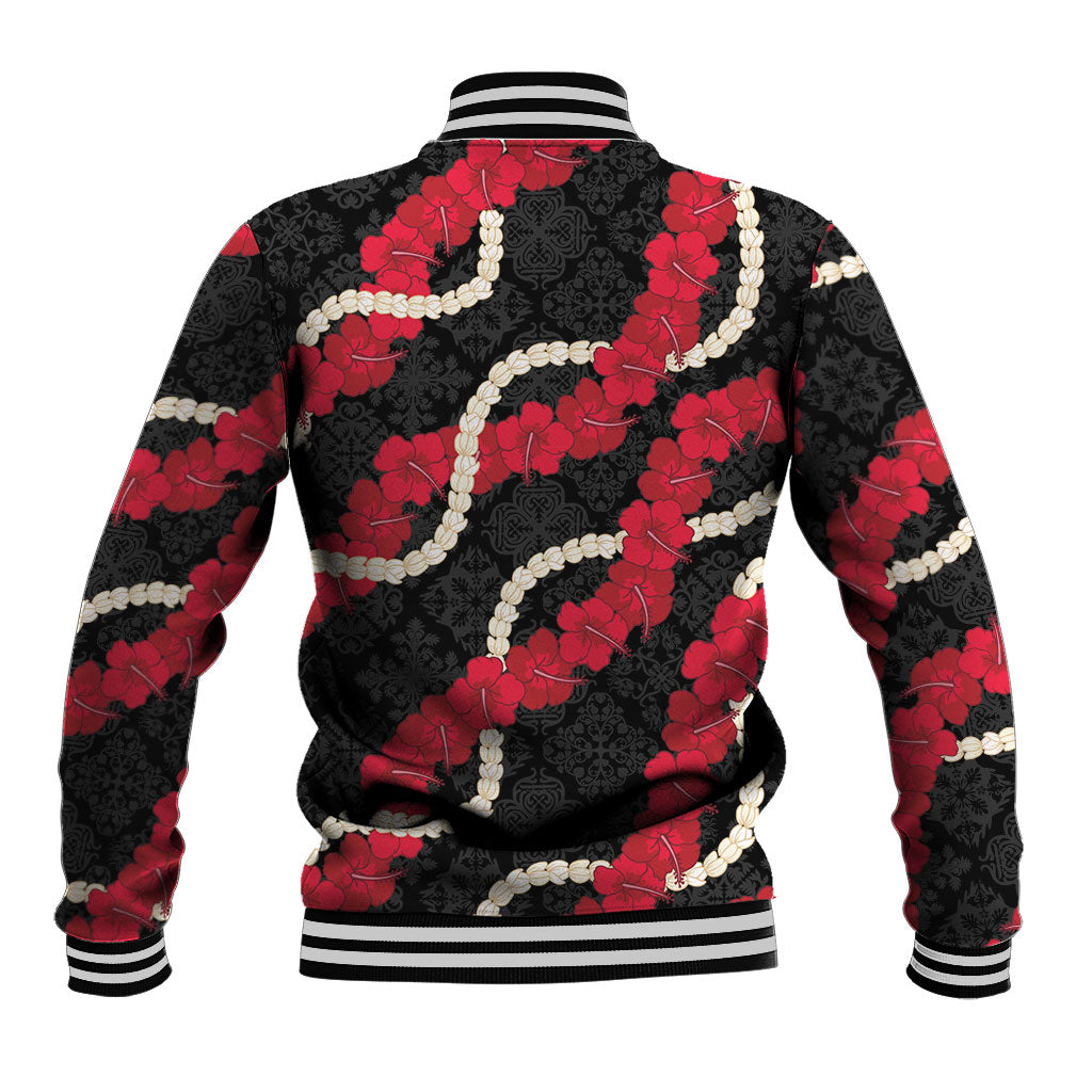 Aloha Ula'ula Hibiscus Pikake Lei Baseball Jacket Hawaiian Quilt Pattern LT9 - Polynesian Pride