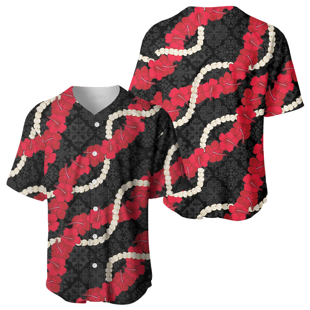 Aloha Ula'ula Hibiscus Pikake Lei Baseball Jersey Hawaiian Quilt Pattern LT9 - Polynesian Pride