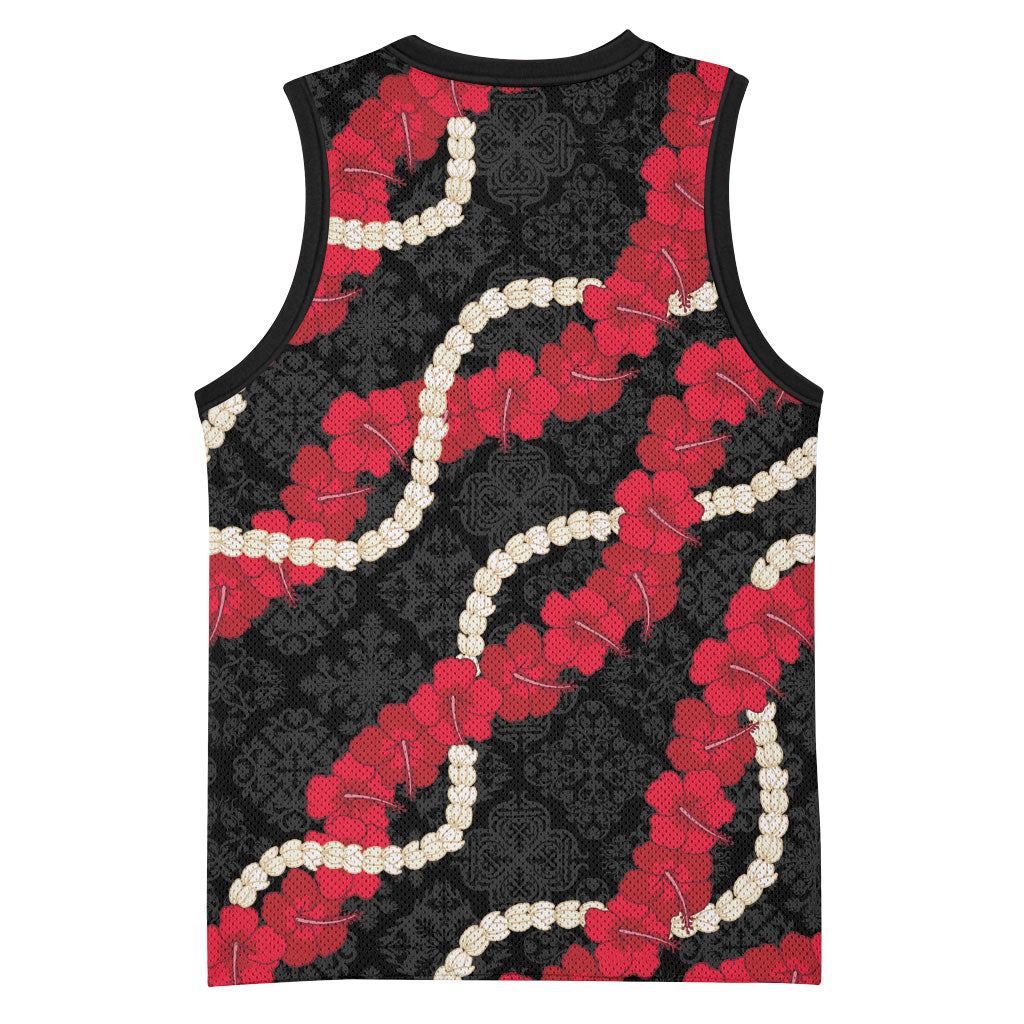 Aloha Ula'ula Hibiscus Pikake Lei Basketball Jersey Hawaiian Quilt Pattern
