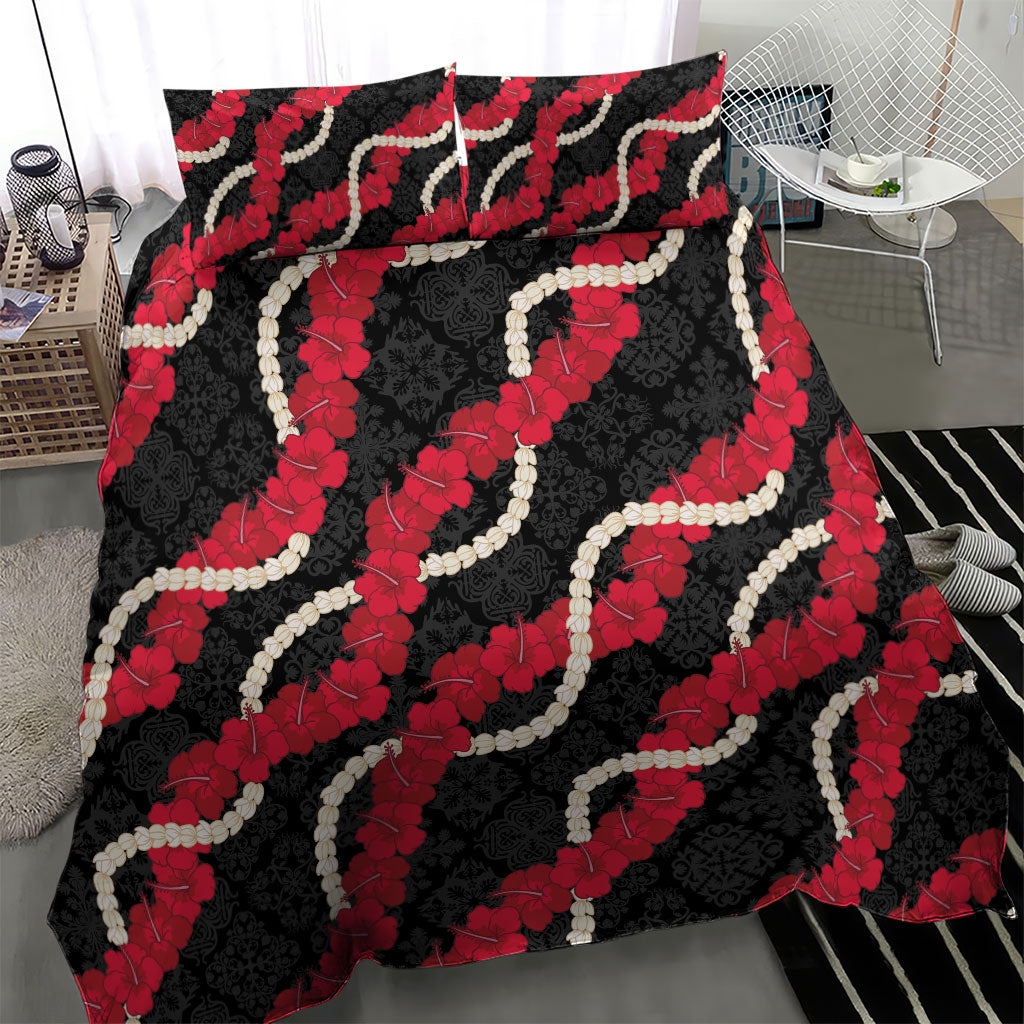 Aloha Ula'ula Hibiscus Pikake Lei Bedding Set Hawaiian Quilt Pattern LT9 - Polynesian Pride