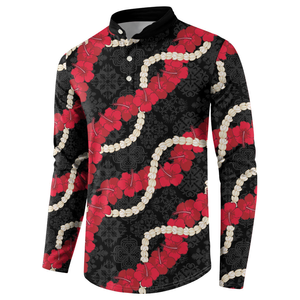 Aloha Ula'ula Hibiscus Pikake Lei Button Sweatshirt Hawaiian Quilt Pattern LT9 - Polynesian Pride