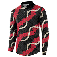 Aloha Ula'ula Hibiscus Pikake Lei Button Sweatshirt Hawaiian Quilt Pattern LT9 - Polynesian Pride