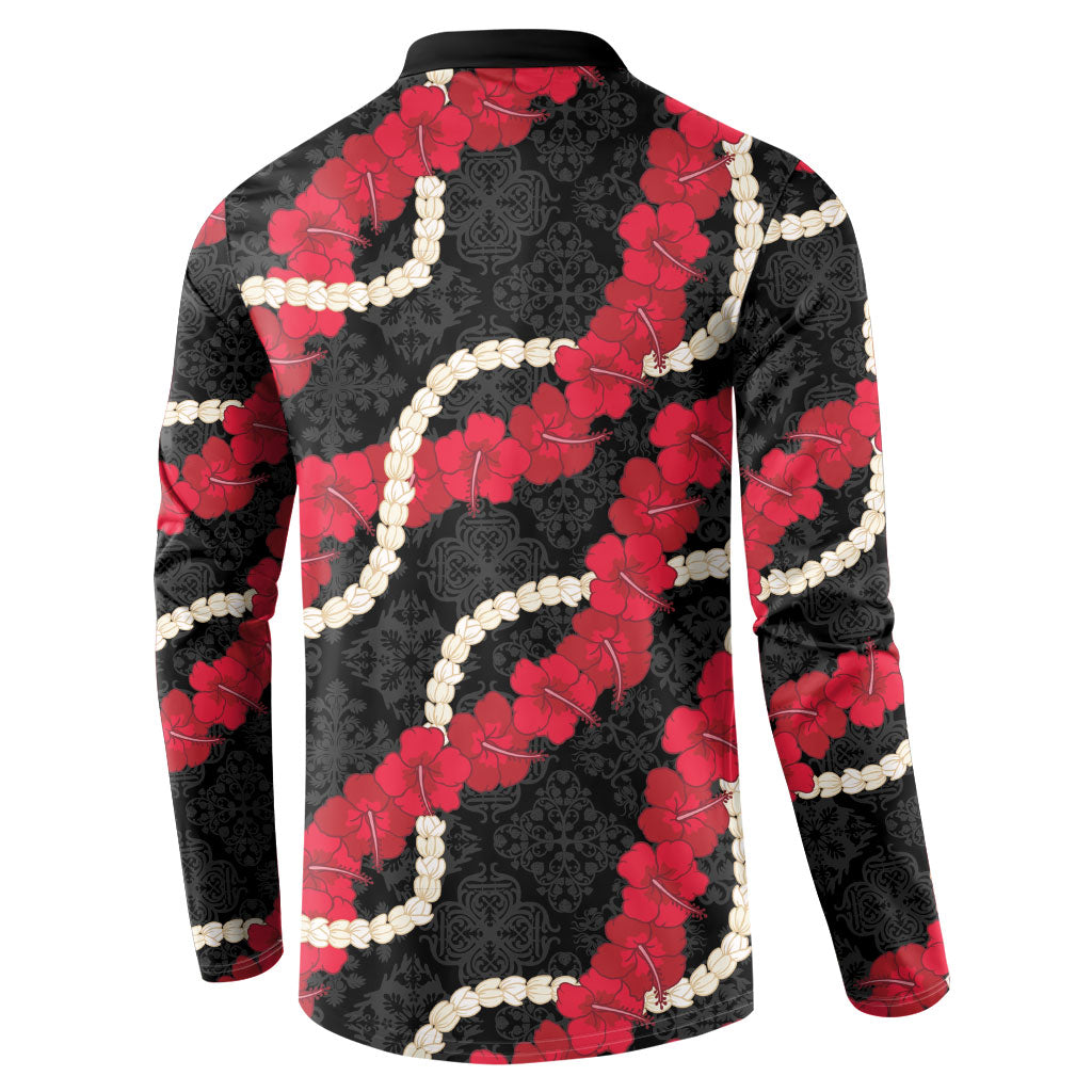Aloha Ula'ula Hibiscus Pikake Lei Button Sweatshirt Hawaiian Quilt Pattern LT9 - Polynesian Pride