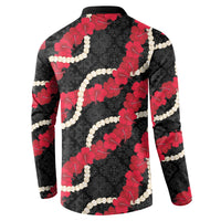 Aloha Ula'ula Hibiscus Pikake Lei Button Sweatshirt Hawaiian Quilt Pattern LT9 - Polynesian Pride
