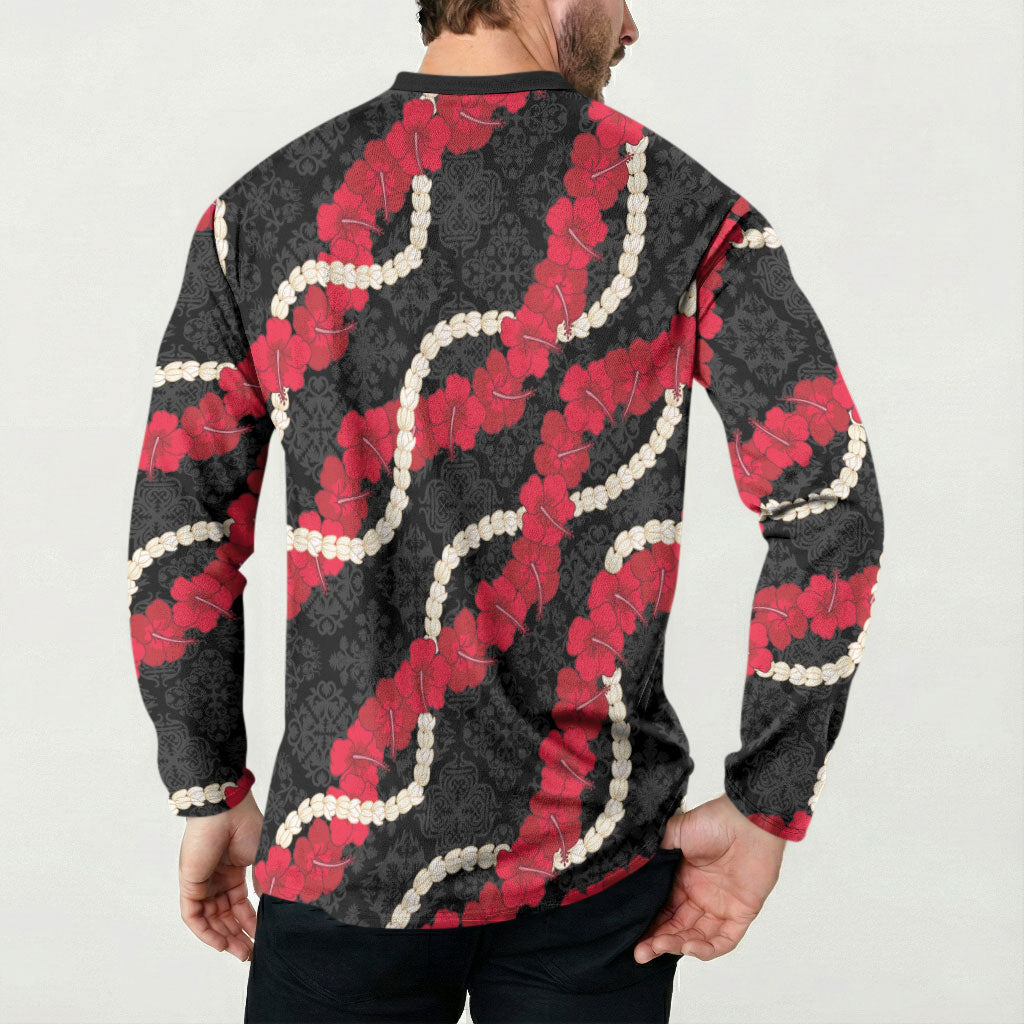 Aloha Ula'ula Hibiscus Pikake Lei Button Sweatshirt Hawaiian Quilt Pattern LT9 - Polynesian Pride