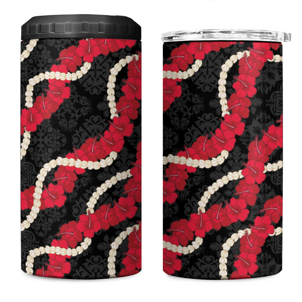 Aloha Ula'ula Hibiscus Pikake Lei 4 in 1 Can Cooler Tumbler Hawaiian Quilt Pattern