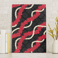 Aloha Ula'ula Hibiscus Pikake Lei Canvas Wall Art Hawaiian Quilt Pattern LT9 Without Frame Black - Polynesian Pride