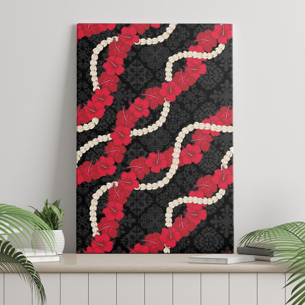 Aloha Ula'ula Hibiscus Pikake Lei Canvas Wall Art Hawaiian Quilt Pattern LT9 - Polynesian Pride
