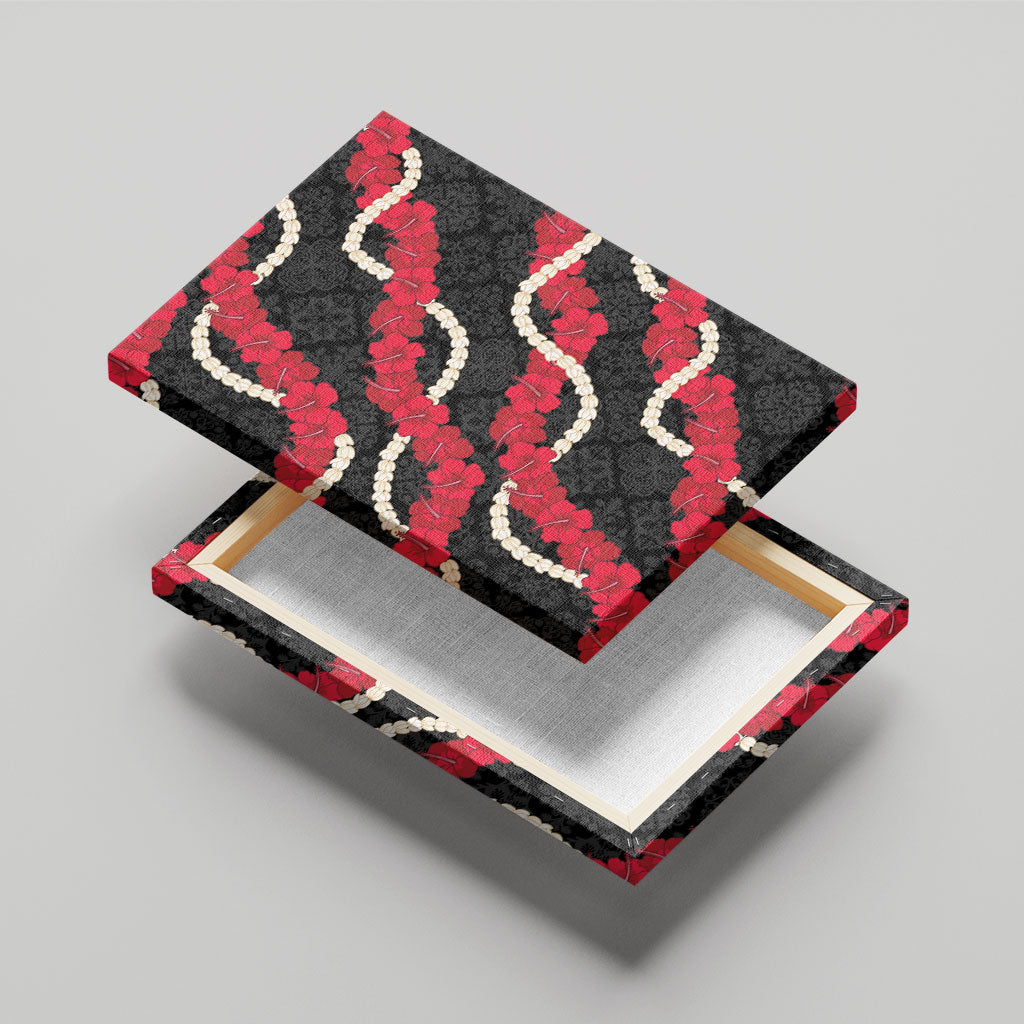 Aloha Ula'ula Hibiscus Pikake Lei Canvas Wall Art Hawaiian Quilt Pattern LT9 - Polynesian Pride