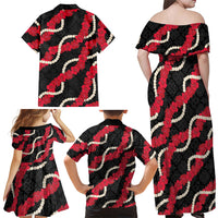 Aloha Ula'ula Hibiscus Pikake Lei Family Matching Off Shoulder Maxi Dress and Hawaiian Shirt Hawaiian Quilt Pattern LT9 - Polynesian Pride