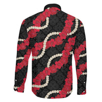 Aloha Ula'ula Hibiscus Pikake Lei Family Matching Off Shoulder Maxi Dress and Hawaiian Shirt Hawaiian Quilt Pattern LT9 - Polynesian Pride