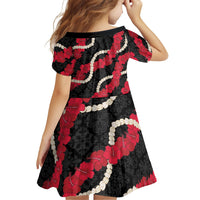 Aloha Ula'ula Hibiscus Pikake Lei Family Matching Short Sleeve Bodycon Dress and Hawaiian Shirt Hawaiian Quilt Pattern LT9 - Polynesian Pride