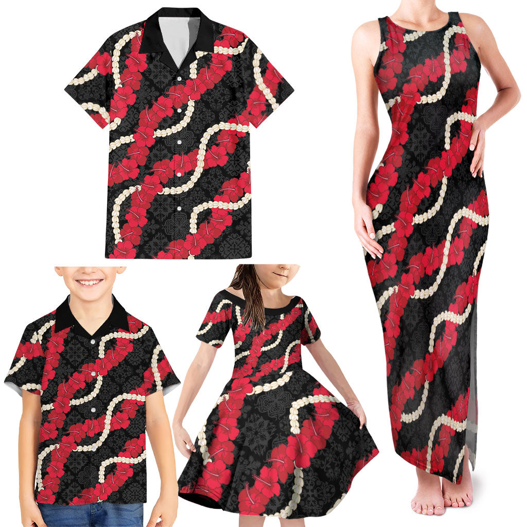 Aloha Ula'ula Hibiscus Pikake Lei Family Matching Tank Maxi Dress and Hawaiian Shirt Hawaiian Quilt Pattern