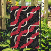 Aloha Ula'ula Hibiscus Pikake Lei Garden Flag Hawaiian Quilt Pattern LT9 Garden Flag Black - Polynesian Pride