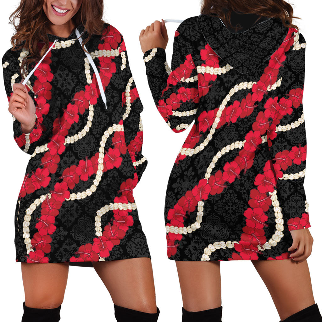 Aloha Ula'ula Hibiscus Pikake Lei Hoodie Dress Hawaiian Quilt Pattern