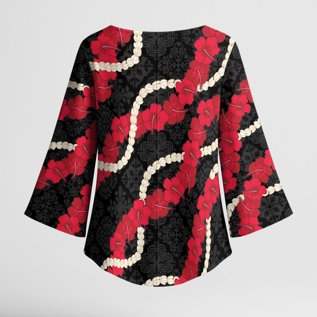 Aloha Ula'ula Hibiscus Pikake Lei Kimono Sleeve Blouse Hawaiian Quilt Pattern