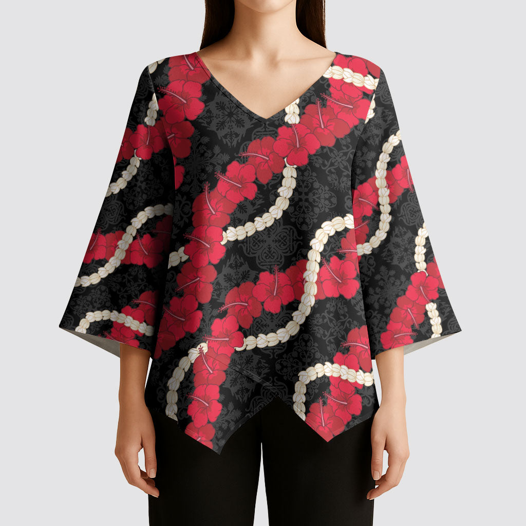 Aloha Ula'ula Hibiscus Pikake Lei Kimono Sleeve Blouse Hawaiian Quilt Pattern