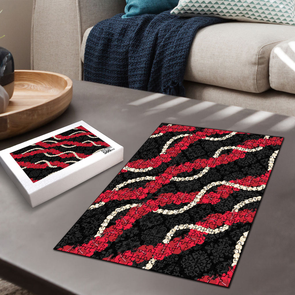 Aloha Ula'ula Hibiscus Pikake Lei Puzzle Hawaiian Quilt Pattern LT9 - Polynesian Pride