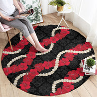 Aloha Ula'ula Hibiscus Pikake Lei Round Carpet Hawaiian Quilt Pattern LT9 - Polynesian Pride