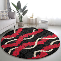 Aloha Ula'ula Hibiscus Pikake Lei Round Carpet Hawaiian Quilt Pattern LT9 - Polynesian Pride