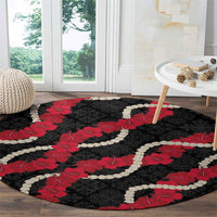 Aloha Ula'ula Hibiscus Pikake Lei Round Carpet Hawaiian Quilt Pattern LT9 - Polynesian Pride
