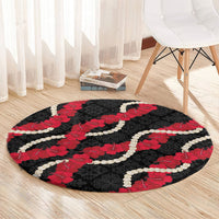 Aloha Ula'ula Hibiscus Pikake Lei Round Carpet Hawaiian Quilt Pattern LT9 - Polynesian Pride