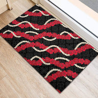 Aloha Ula'ula Hibiscus Pikake Lei Rubber Doormat Hawaiian Quilt Pattern