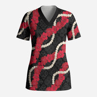 Aloha Ula'ula Hibiscus Pikake Lei Scrub Top Hawaiian Quilt Pattern