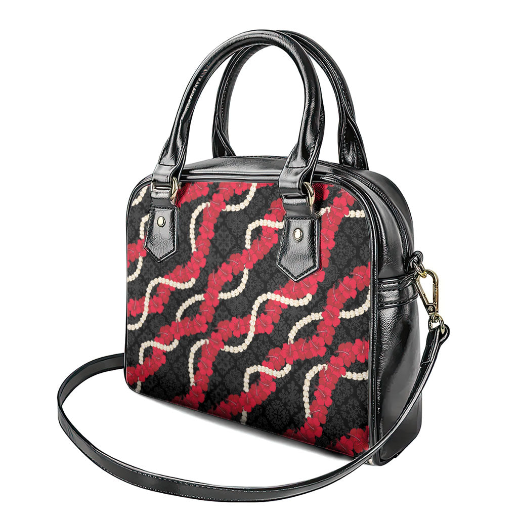 Aloha Ula'ula Hibiscus Pikake Lei Shoulder Handbag Hawaiian Quilt Pattern LT9 - Polynesian Pride