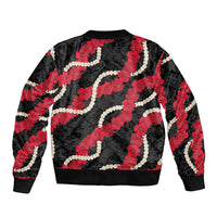 Aloha Ula'ula Hibiscus Pikake Lei Sleeve Zip Bomber Jacket Hawaiian Quilt Pattern LT9 - Polynesian Pride