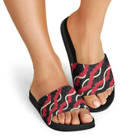 Aloha Ula'ula Hibiscus Pikake Lei Slide Sandals Hawaiian Quilt Pattern LT9 - Polynesian Pride