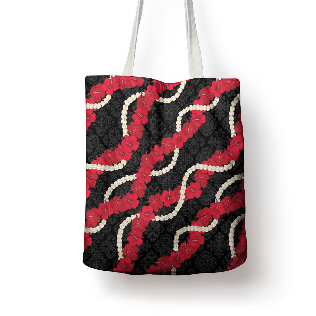 Aloha Ula'ula Hibiscus Pikake Lei Tote Bag Hawaiian Quilt Pattern LT9 - Polynesian Pride