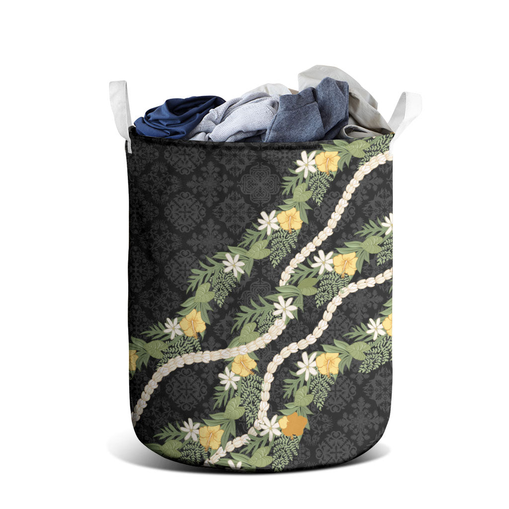 Puakenikeni Anthurium Pikake Lei Laundry Basket Hawaiian Quilt Pattern LT9 - Polynesian Pride