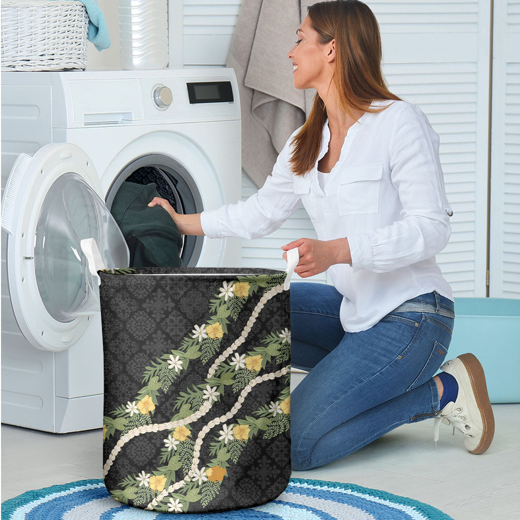 Puakenikeni Anthurium Pikake Lei Laundry Basket Hawaiian Quilt Pattern LT9 - Polynesian Pride